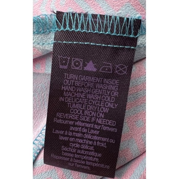 Hale Bob Top Womens Size XS Tank Top Blue Pink V-Neck - Picture 6 of 8